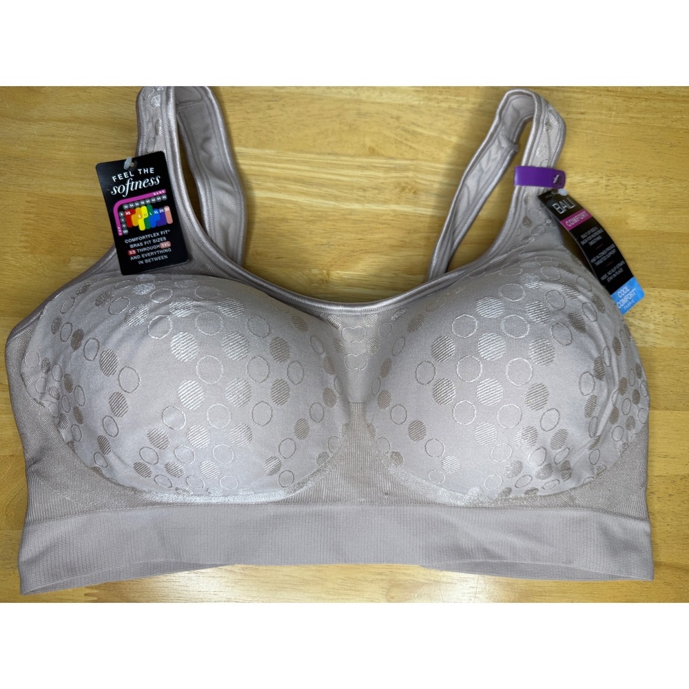 Bali Comfort Revolution Wireless Bra 3488 2XL Taupe Polka Dot Cool Comfort